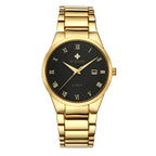  Men's fashion watch in gold tone with black face and Roman numerals