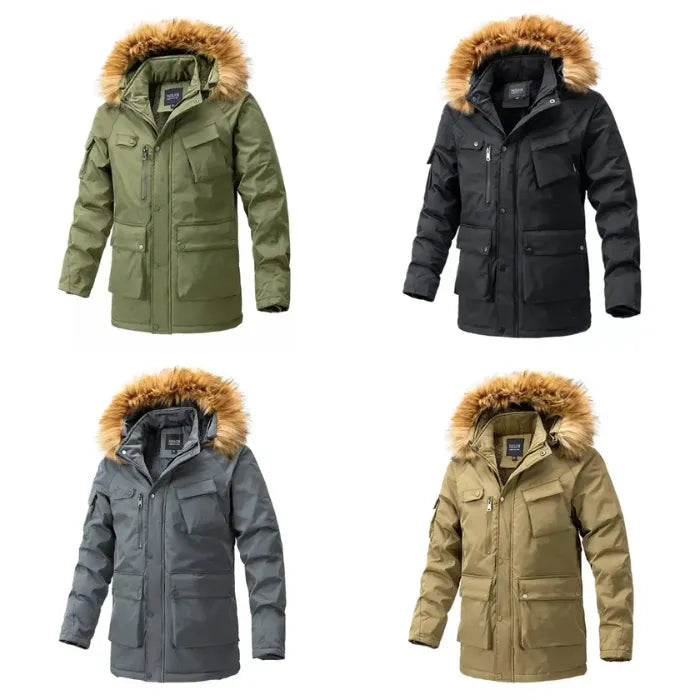 Men's Fur Lined Parka for Warmth and Winter Protection - UrSuperMart