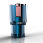 Car Heating Cooling Cup Holder in vibrant metallic blue with rose gold accent shown on white backdrop.