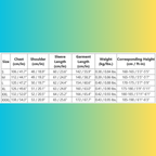Michael Myers Halloween mask costume size chart in cm, inches, weight, and height for perfect fit.