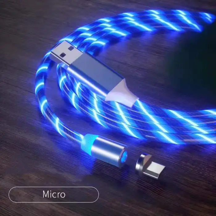 1m blue LED magnetic USB cable with detachable connectors for multiple device compatibility.