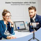 Microphone Portable used in office meeting setup with long-range wireless phone connection for clear audio.