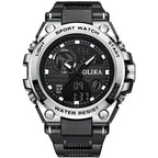 military tactical analog digital sport watch in silver pro edition with rugged dual-display dial designed for outdoor durability