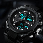 military tactical analog digital sport watch featuring bright luminous display and dual-time dial for rugged outdoor performance clarity