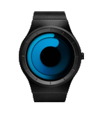 Minimalist blue dial watch stainless steel mesh strap in close view, showcasing premium modern design and durable unisex style features