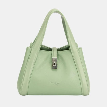 Mint green David Jones handbag with silver clasp, stylish and elegant design for fashion enthusiasts.