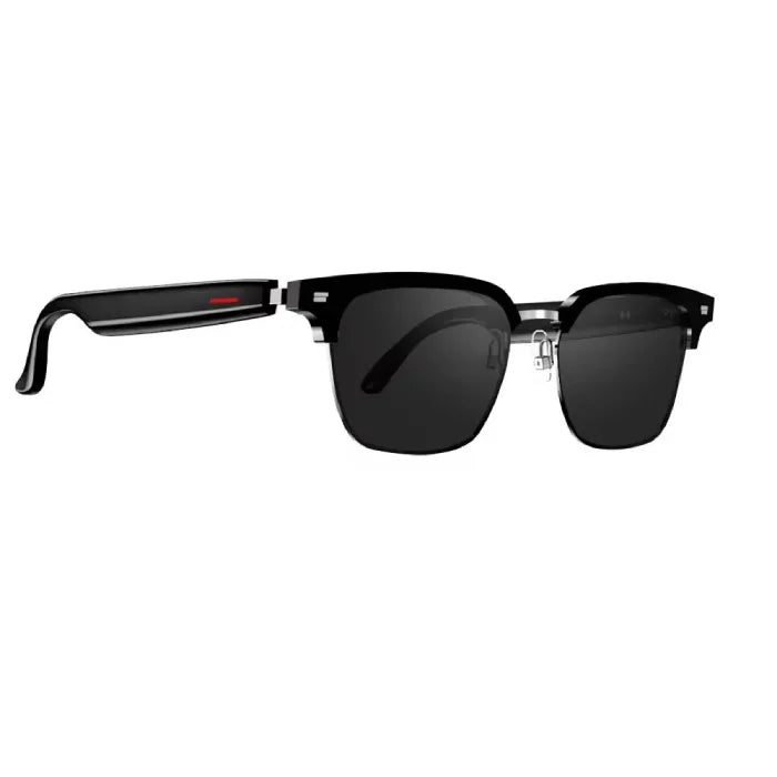 Sleek black metal frame smart glasses featuring advanced technology for stylish, practical wear.