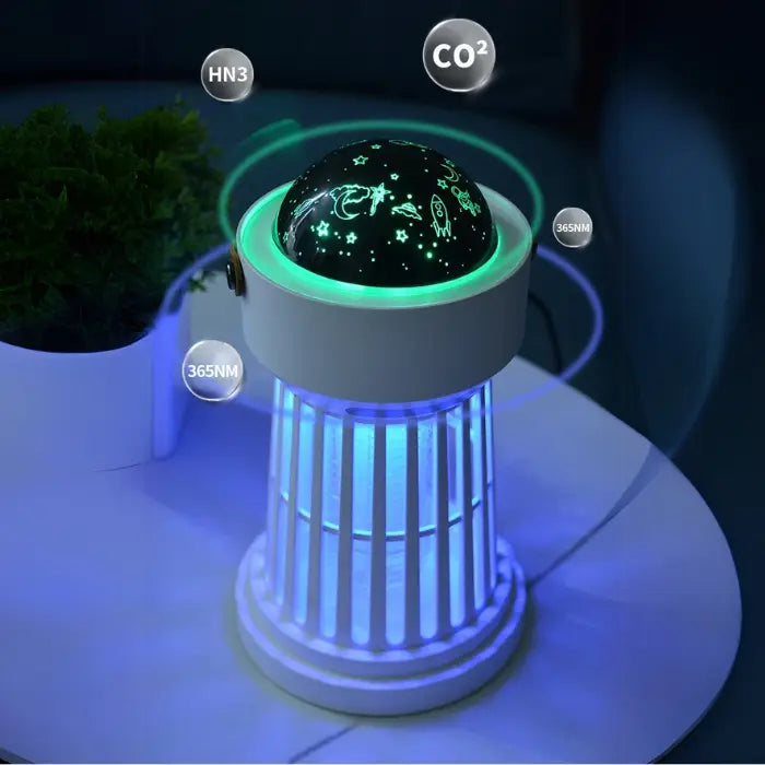 mosquito trap featuring a glowing star projector dome, creating a multifunctional ambiance.