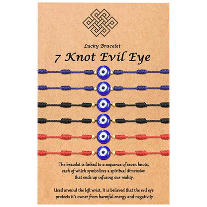 Multicolor 7-knot evil eye bracelets for spiritual protection and stylish accessory.