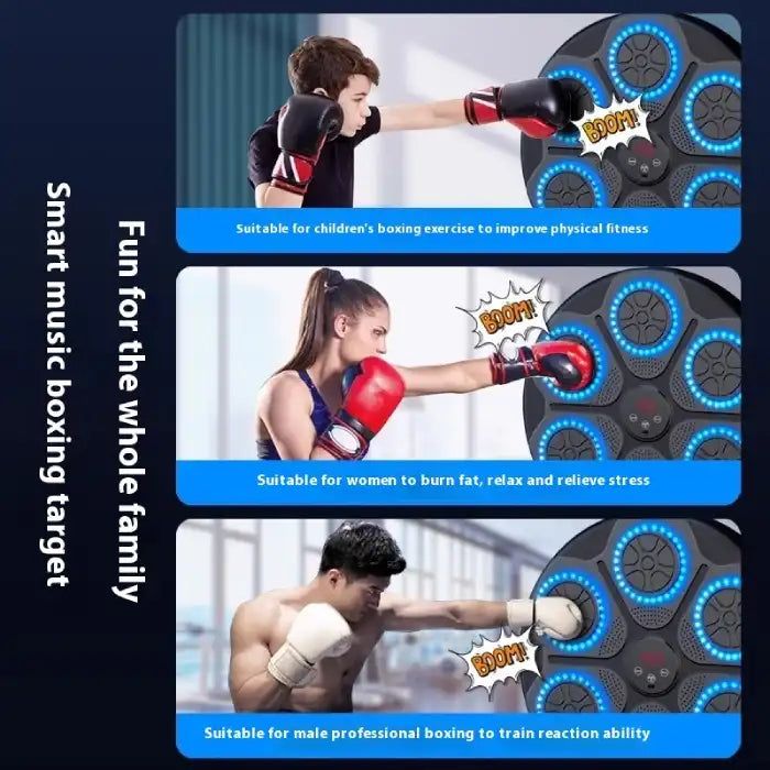 Music Boxing Machine for family boxing workouts including kids, women, and men of all levels