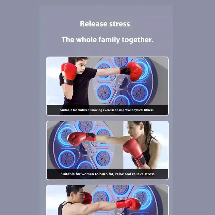 Music Boxing Machine used by kids, women, and men for fitness and stress relief in family workouts