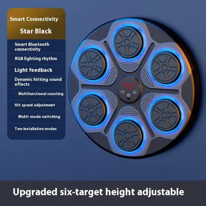 Music Boxing Machine in Star Black with Bluetooth, RGB lights, multi-mode settings, and speed adjustment