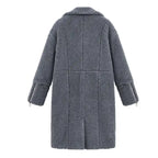 New Women's Cashmere Long grey coat back view showing plush cashmere texture and cozy winter style for warm seasonal wear