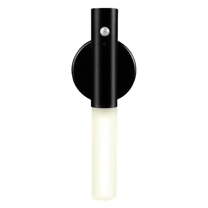 Night Light in sleek black finish with motion sensor, mounted on wall for hallway or bedroom use