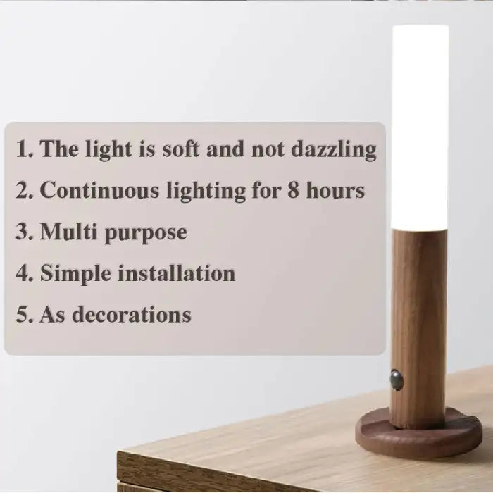 Night Light placed on table with soft LED glow, long battery life and multipurpose functionality