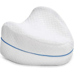 Orthopedic knee pillow with breathable cover for pain relief and comfortable sleeping posture.