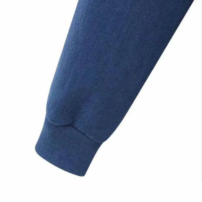 Oversized hoodie for women in blue showing cuff detail with soft fleece fabric texture for cozy casual wear and everyday comfort