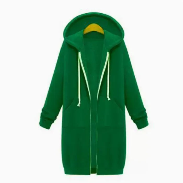 Oversized hoodie for women in bright green with long fit and soft fleece fabric providing warm casual comfort for everyday outfits