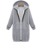 Oversized hoodie for women in light grey with full zip and fleece lining delivering warm relaxed comfort for casual daily wear