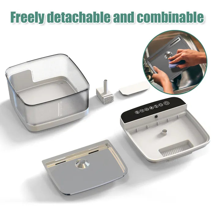Pet water dispenser with freely detachable and combinable parts for easy cleaning and maintenance