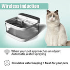 Pet water dispenser with wireless induction that sprays water automatically when pet approaches