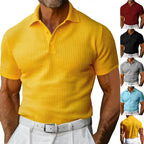Plus size polo shirts shown in multiple colors including yellow, black, gray, blue, and red styles.