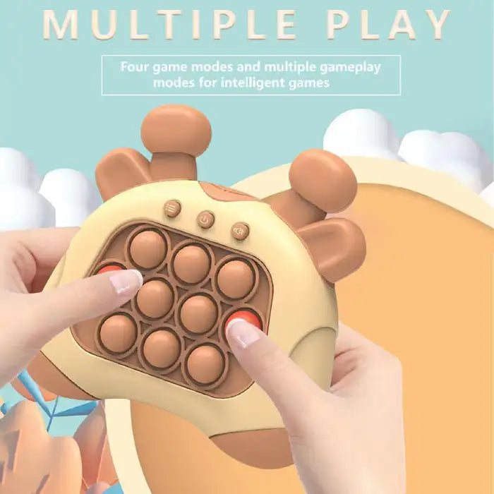 pop it game in brown and yellow color variant shown in active finger play