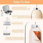 Portable cloth drier installation guide showing setup steps with power cord and drying bag assembly