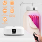 Portable cloth drier with UV sterilization and 600W PTC heating, remote controlled and washable bag