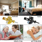 Portable Door Lock ideal for hotel rooms, bedrooms, solo living, and elderly care safety.