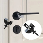 Portable Door Lock installed on closed door with black handle for enhanced indoor privacy.
