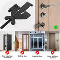 Portable Door Lock usage examples with correct and incorrect door types highlighted for best compatibility.