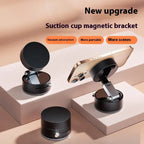 Portable magnetic phone holder with upgraded design featuring adjustable arm and suction base.