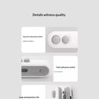  Portable mini bag sealer with magnetic storage closeup of independent buttons and push-pull power switch.