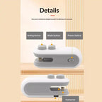 Portable mini bag sealer with magnetic storage detail view showing sealing button, blade button, and power switch.