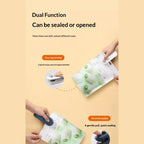  Portable mini bag sealer with magnetic storage dual function, easy bag opening and secure sealing capabilities.
