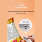  Portable mini bag sealer with magnetic storage sealing snack bag smoothly, safe and no jamming operation.