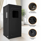 Portable Sauna Room with zipper, 3 ventilation windows, and convenient hanging hook details