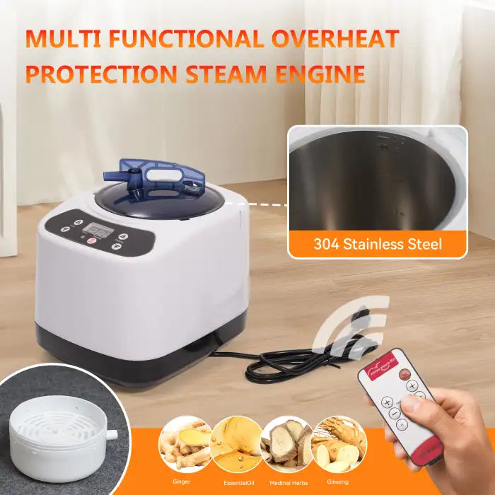 Portable Sauna Room steam generator with 304 stainless steel interior and overheat protection