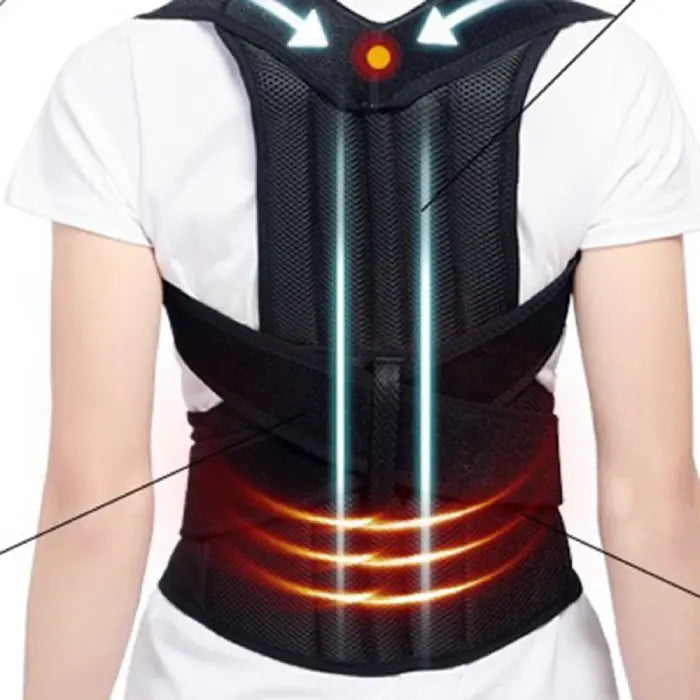 This adjustable posture corrector back brace supports alignment and eases upper and lower back strain for comfort.