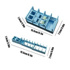 Dimensions of the precut tape dispenser displayed in inches and centimeters for size reference.