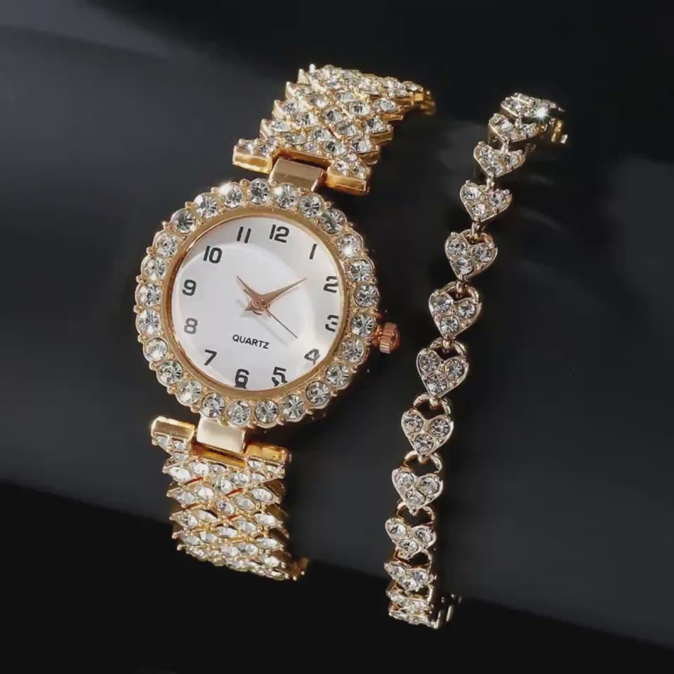 gold watch bracelet combo