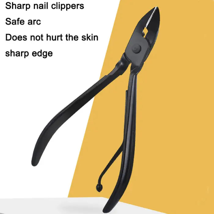 Black professional nail clipper with safe arc design and sharp cutting edge