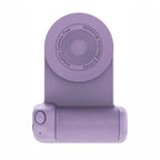  Multifunctional phone grip/stand with magnetic camera handle in purple top-down view.