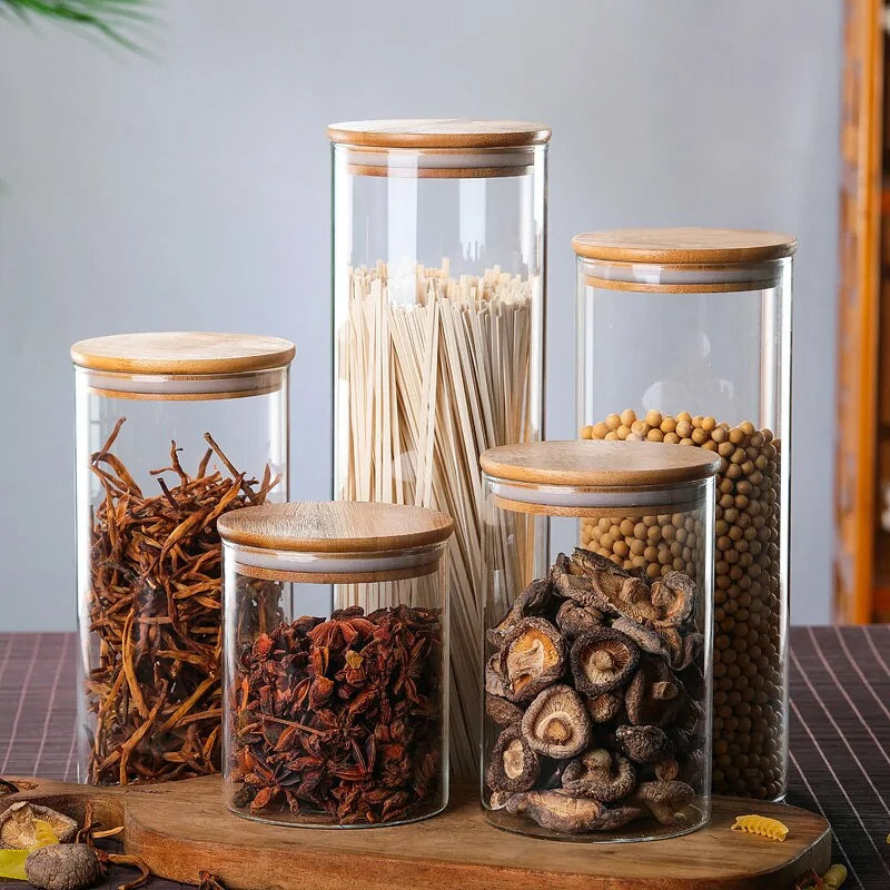 Bamboo-Covered Borosilicate Glass Food Storage Containers - UrSuperMart