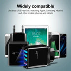 Quick Charge 3.0 USB charger compatible with Apple, Samsung, and other mobile devices shown together
