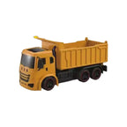 Mini remote control dump truck toy with compact design, durable alloy material, and functional truck bed.