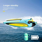 rc speed boat with longer standby power; two rechargeable batteries keep the 2.4GHz high speed fun going across water!!!