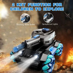 RC tank that shoots with cool spray mist, glowing lights, and water bullet firing animation.