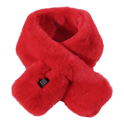  Bright red faux fur scarf with a vibrant and cozy design for bold winter styling.